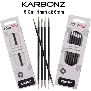 Jehlice KnitPro Karbonz ponožkové jehlice 15cm (KnitPro Karbonz Double Pointed Needles 15cm)