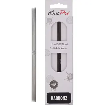 Nástroj na niť a příze KnitPro Karbonz ponožkové jehlice 20cm 1,25mm (KnitPro Karbonz Double Pointed Needles 20cm 1,25mm)