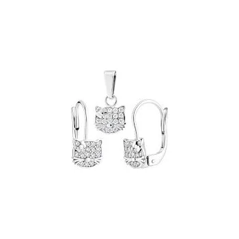 Souprava šperků Souprava stříbrná Kočky bílé oči - 2