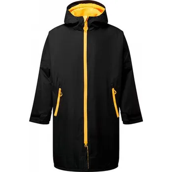Pánská casual bunda TriDri Převlékací plášť do nepohody s huňatou podšívkou, bočními větracími otvory a taškou na přenášení Barva: černá - žlutá, Velikost: L/XL TR800