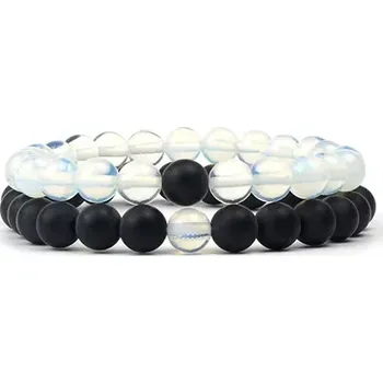 Náramek BEYOU Partnerské korálkové náramky černý a duhový