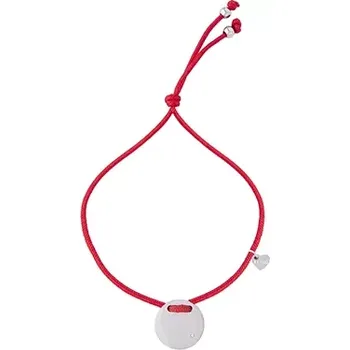 Náramek Náramek Circle na červené šňůrce ocelový
