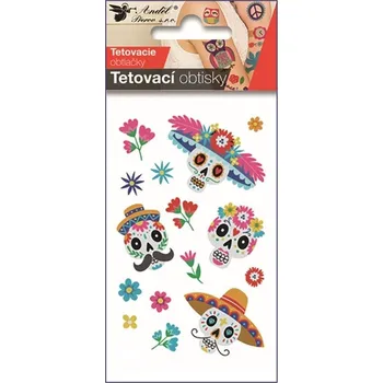 Tetovací barva Tetovací obtisky - lebky - 10,5 x 6 cm - 16048