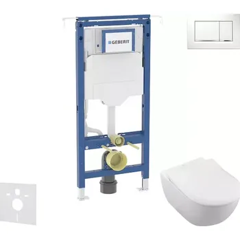WC sada Geberit Duofix - Set předstěnové instalace, klozetu a sedátka Villeroy Boch, tlačítka Sigma20, DirectFlush, SoftClose, CeramicPlus, bílá/lesklý chrom SANI11CK3116