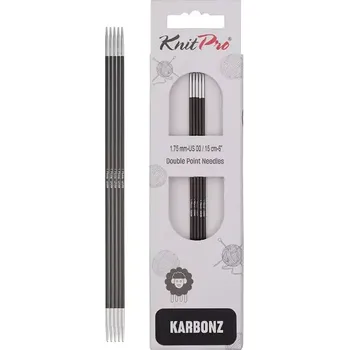 Jehlice KnitPro Karbonz ponožkové jehlice 15cm 1,75mm (KnitPro Karbonz Double Pointed Needles 15cm 1,75mm)