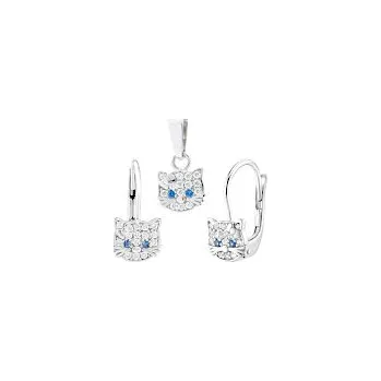 Souprava šperků Souprava stříbrná Kočky tmavě modré oči - 2