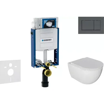 Geberit Kombifix - Set předstěnové instalace, klozetu Oudee a sedátka softclose, tlačítko Sigma20, matná černá/černá SANI15CA5104