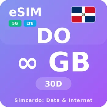 SIM karta Dominikánská republika Neomezený Mobilní Internet - eSIM 30 dní datová SIM karta (esims_ULP_30D_DK_V2)
