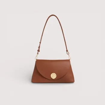 Kabelka COCCINELLE NIKLA KOŽENÁ KABELKA COGNAC/NOIR SS26