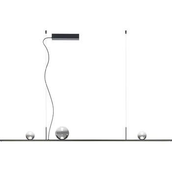 Redo Závěsné LED lineární svítidlo DUNE, 48W, š. 150 cm, CRI90, stmívatelné Barva: Černá-kouřové sklo, Barva světla: 2700K