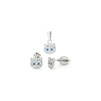 Souprava šperků Souprava stříbrná Kočky tmavě modré oči - 3