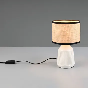 Lampička Reality Leuchten Stolní lampa Formentera, bílá/béžová, výška 27 cm Keramika/papír bílá, béžová 1 x 40 W - Doprava zdarma