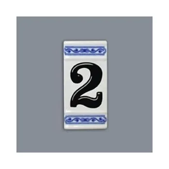 Český porcelán, a.s., Dubí Číslo na dům - rámeček na střed, číslo 2, 110 x 55 mm, cibulák, Český porcelán