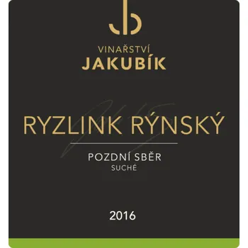 Víno Vinařství Jakubík Ryzlink Rýnský 2016 0,75 litru