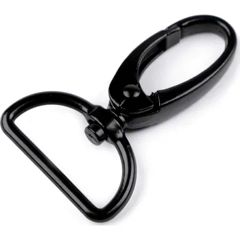 Kovová karabina otočná, průvlek 25 mm, velké, 5 černý lak