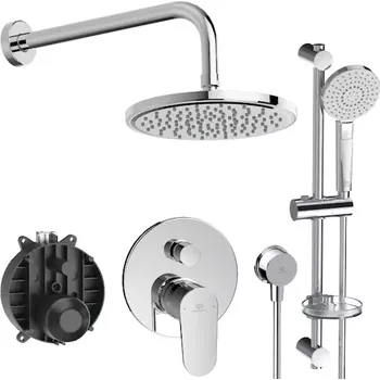Sprchový set Ideal Standard Cerafine O - Sprchový set s baterií pod omítku, s tělesem, 3 proudy, průměr 20 cm, chrom BD189AA