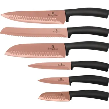Kuchyňský nůž BERLINGERHAUS Sada nožů s nepřilnavým povrchem 6 ks Rosegold Metallic Line BH-2611