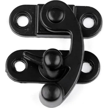 Kovové zapínání na dřevěné krabičky, střední, 3 černý lak