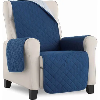 Napínací potah PovlečemeVás Oboustranný potah na křeslo - modrá, světle šedá