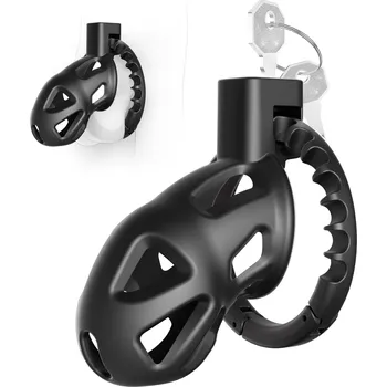 Pás cudnosti SuperLove Sissy Chastity Cage with Adjustable Ring Medium Black