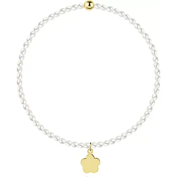 Náramek Náramek z kultivovaných barokních perel s květem ze žlutého zlata 14K