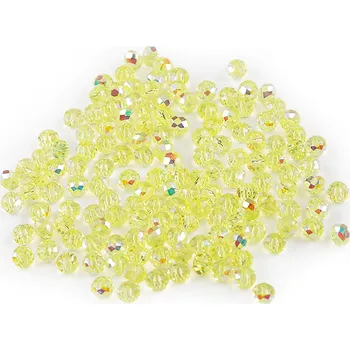 Korálek Skleněné korálky broušené ohňovky 4 mm s AB efektem, velké, 2 žlutá AB