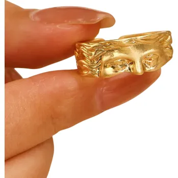 Prsten Nastavitelná velikost Otevřený dámský prstýnek Reliéf očí bohyně Venuše Měděná slitina Zlatá/stříbrná barva Minimalistický umělecký šperk zlatá