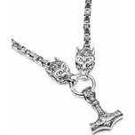 Náhrdelník z chirurgické oceli Thorův řetež - Mjölnir Šakal - Model S přívěskem Mjölnir, Délka 75 cm