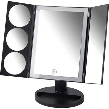 Zrcadlo Verk 27180 Kosmetické zrcátko LED 3x, 5x, 10x zvětšení, černé