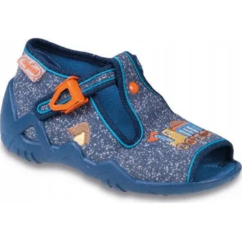 Chlapecké bačkory Befado dětské papuče na suchý zip modré, velikost 21
