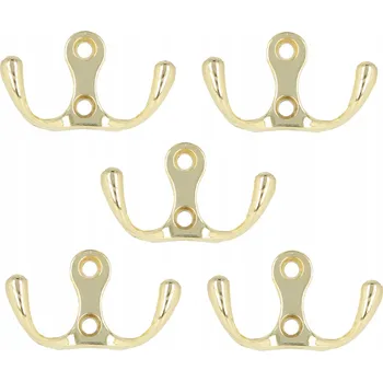 Věšák Věšák nábytkový háček nástěnný na oblečení zlatý - 5ks