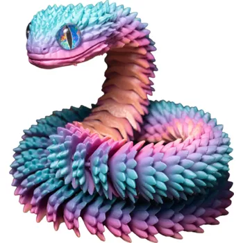 Bytová dekorace Flexibilní 3D figurka hada 60 cm Artikulovaná dekorace Pohyblivá realistická hračka Designový sběratelský doplněk interiéru růžová