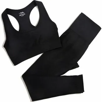 Dámské legíny Dámská sportovní souprava Legíny a sportovní podprsenka Jednobarevná fitness souprava z nylonu černá L