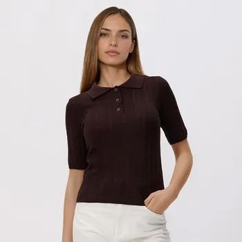 Dámský svetr Reserved - Polo svetr s&nbsp;příměsí vlny - hnědá - 913IP-88X - 913IP-88X-S