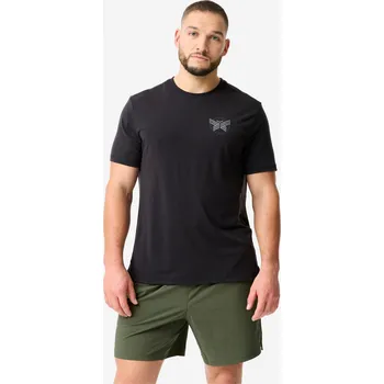 Pánské tričko DOMYOS Pánské pružné tričko 2XL ČERNÁ|ŠEDÁ