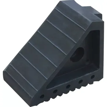 Černý gumový zakládací klín pod kola FLOMA WCF63 - délka 20 cm, šířka 10 cm, výška 15 cm - 62621431