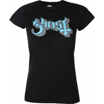 Dámská móda Tričko metal dámské Ghost - Blue/Grey Keyline Logo Skinny - ROCK OFF - GHOTEE01LSB - S