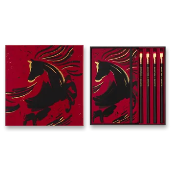 Dětské zboží Dárková sada Moleskine Horse Wood - zápisník a 4 grafitové tužky