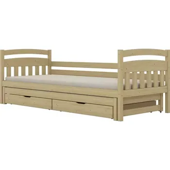 Ložnicová sestava Postel Tosia přistýlka + zásuvky 90x180 přírodní, nelakovaná