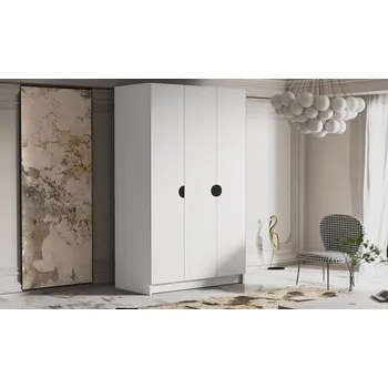 Šatní skříň Vysoká šatní skříň 150 cm ALVIA - bílá / černé úchyty