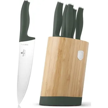 Kuchyňský nůž BERLINGERHAUS Sada nožů se stojanem BAMBOO 6 ks Matte Green Collection BH-2757