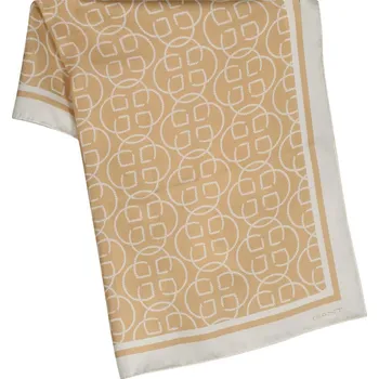 Šátek ŠÁTEK GANT MONOGRAM PRINT SILK SCARF WARM BEIGE