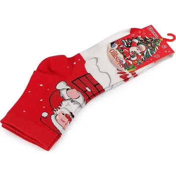 Dámské ponožky Dámské / dívčí vánoční ponožky, velké, 4 bílo červená Santa