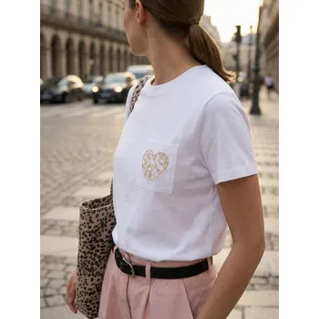 Sinsay - Bavlněné tričko s výšivkou - bílá - 002HB-00X - 002HB-00X-S