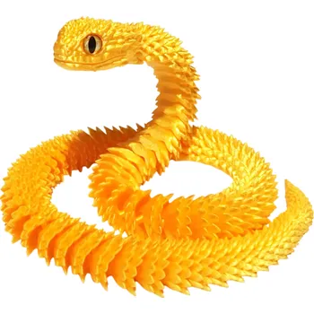 Flexibilní 3D figurka hada 60 cm Artikulovaná dekorace Pohyblivá realistická hračka Designový sběratelský doplněk interiéru žlutá