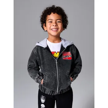 Sinsay - Džínová bunda s mikinovou kapucí a potiskem na zádech Marvel - černá - 385HZ-99X - 385HZ-99X-98