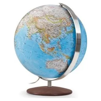 National Geographic Fusion 3001 Classic Leuchtglobus, Meridian Edelstahl, Echtholzfuß