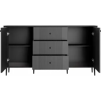 Předsíňová stěna BOGART. Komoda Vesper, černá / černé nohy