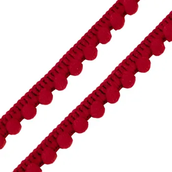 Stuha Pro Háčkování Prýmek 5 mm s bambulkami Ø 5 mm vínový