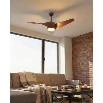 Stropní ventilátor se světle hnědým syntetickým materiálem železo s kresbou dřeva s dálkovým ovládáním moderní tradiční obývací pokoj Beliani